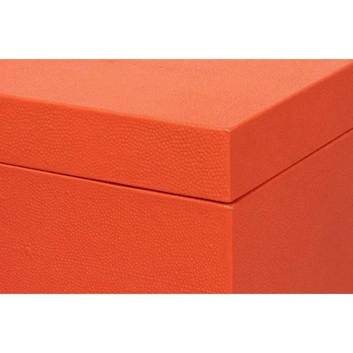 Cosmos Leather & Mdf Orange Nesting Boxes Set of 3 - LOOMLAN - Sarreid - Boxes & Bowls