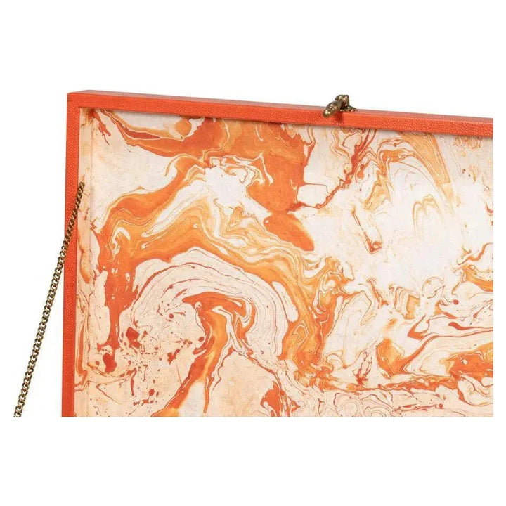 Cosmos Leather & Mdf Orange Nesting Boxes Set of 3 - LOOMLAN - Sarreid - Boxes & Bowls