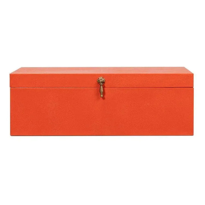 Cosmos Leather & Mdf Orange Nesting Boxes Set of 3 - LOOMLAN - Sarreid - Boxes & Bowls