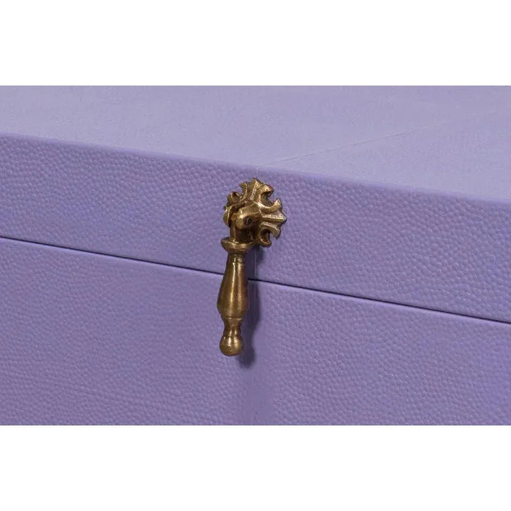 Cosmos Leather & Mdf Purple Nesting Boxes Set of 3 - LOOMLAN - Sarreid - Boxes & Bowls