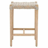 Costa Backless Counter Stool Taupe & White Rope Mahogany Wood Counter Stools LOOMLAN By Essentials For Living