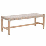 Costa Bench Taupe & White Flat Rope Natural Gray Mahogany Dining Benches LOOMLAN By Essentials For Living