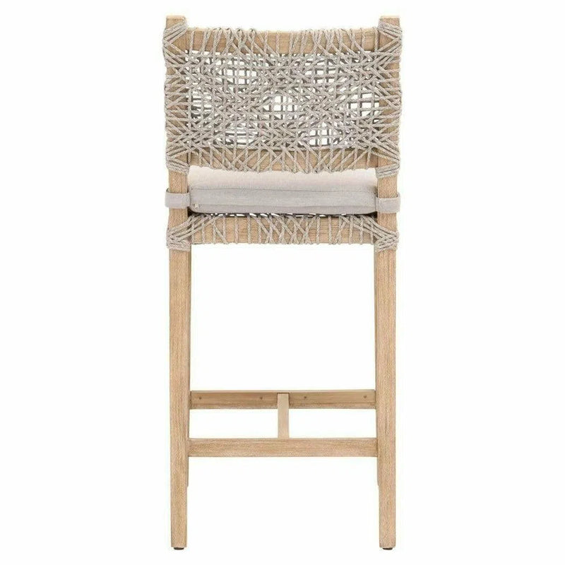 Costa Counter Stool Taupe & White Rope Mahogany Wood Counter Stools LOOMLAN By Essentials For Living