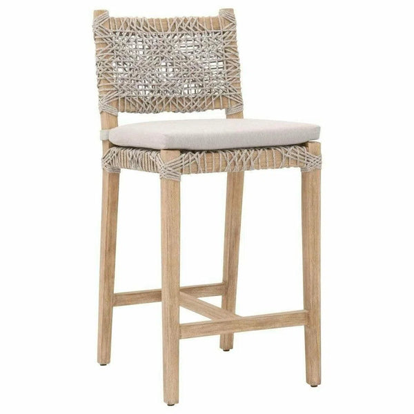 Costa Counter Stool Taupe & White Rope Mahogany Wood Counter Stools LOOMLAN By Essentials For Living