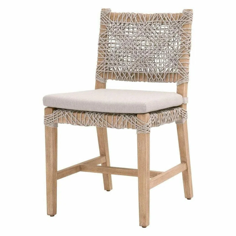 Costa Dining Chair Set of 2 Taupe & White Rope Mahogany Wood Dining Chairs LOOMLAN By Essentials For Living