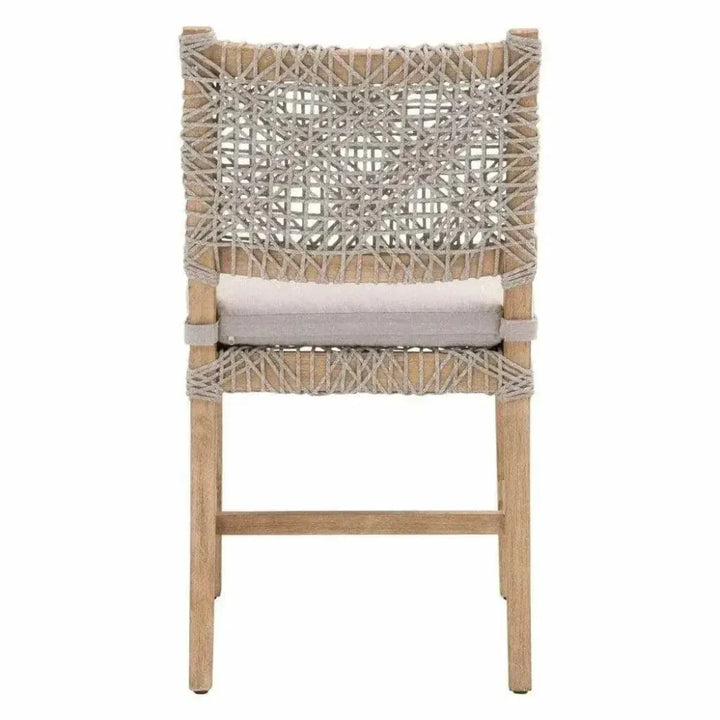 Costa Dining Chair 2PC Taupe & White Rope Mahogany Wood - LOOMLAN - Essentials For Living - Dining Chairs