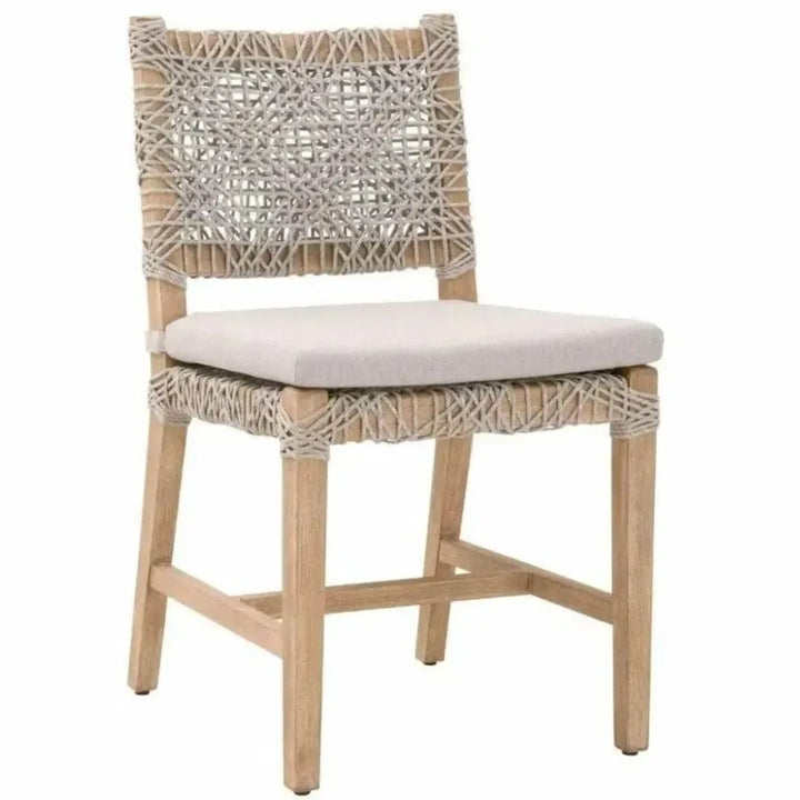 Costa Dining Chair 2PC Taupe & White Rope Mahogany Wood - LOOMLAN - Essentials For Living - Dining Chairs