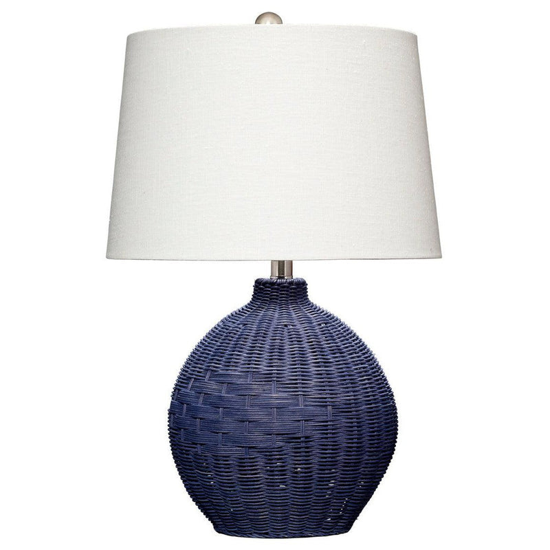 Cottage Beach Decor Indigo Blue Rattan Cape Table Lamp Table Lamps LOOMLAN By Jamie Young