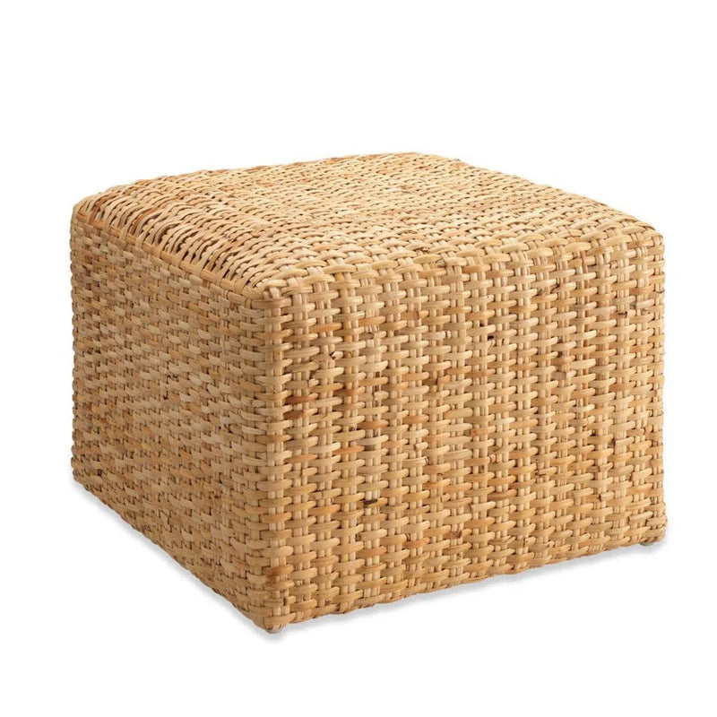 Cottage Beach Decor Natural Rattan Avery 24" Square Ottoman Ottomans LOOMLAN By Jamie Young