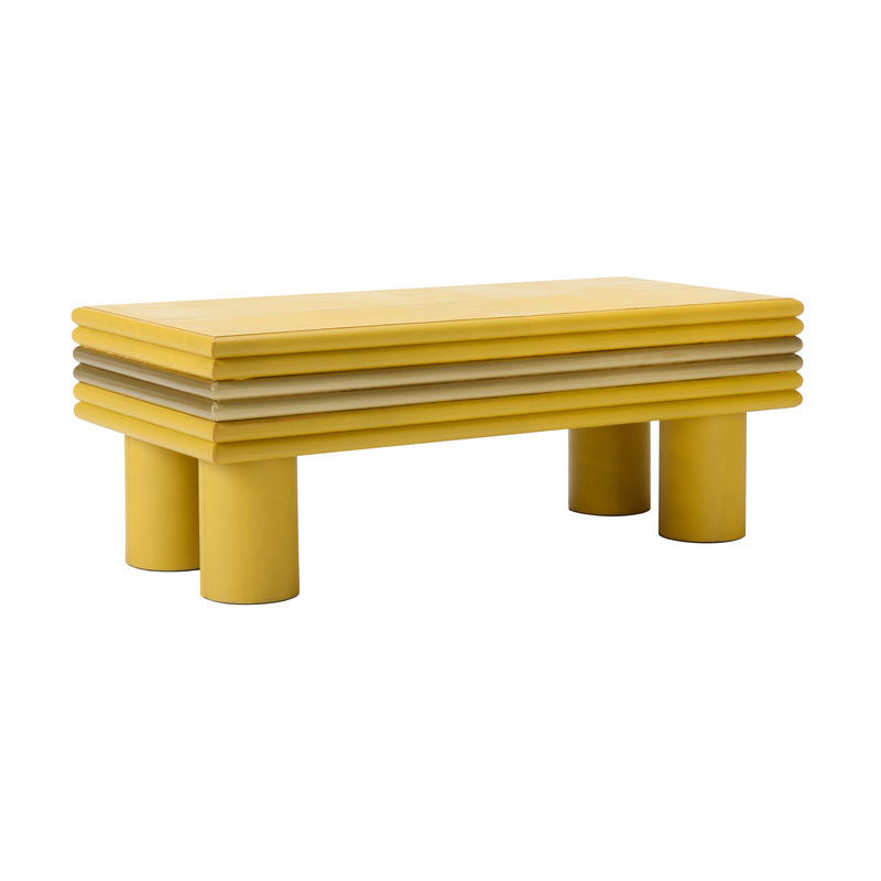 Coulter Soft Leather Warpped Cocktail Table-Coffee Tables-Chelsea House-Yellow-LOOMLAN