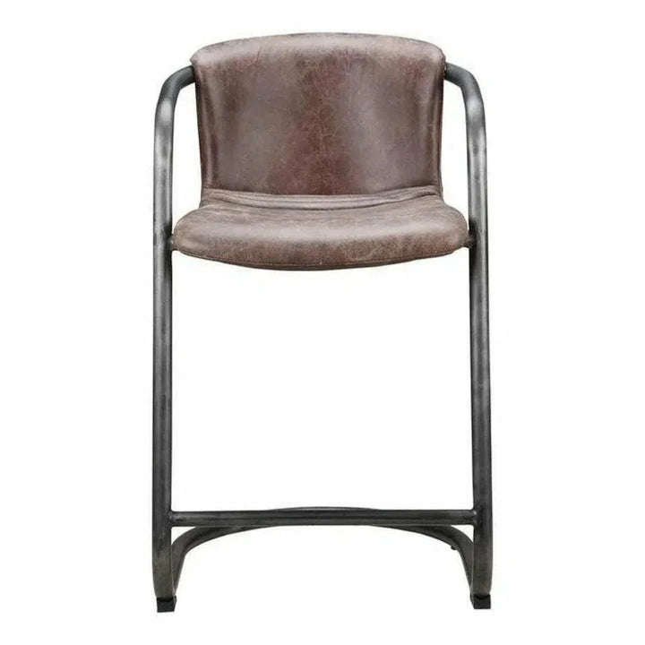 Counter Stool Brown Leather Set Industrial - LOOMLAN - Moe's Home - Counter Stools