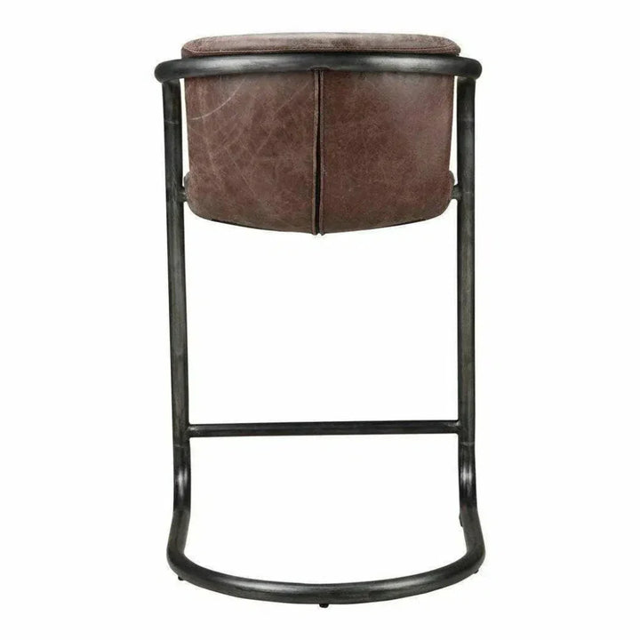 Counter Stool Brown Leather Set Industrial - LOOMLAN - Moe's Home - Counter Stools