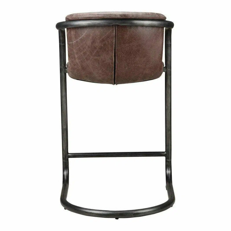 Counter Stool Brown Leather Set Industrial