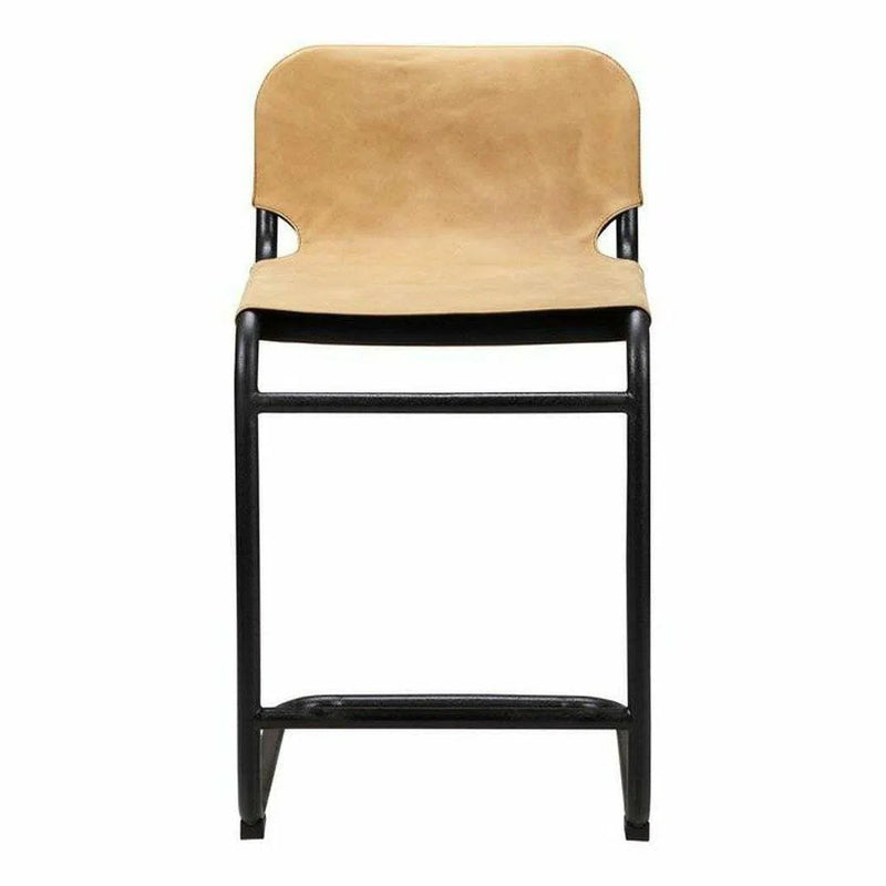 Counter Stool Sunbaked Tan Leather Brown Industrial Counter Stools LOOMLAN By Moe's Home