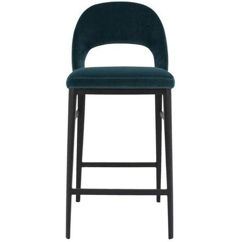 Counter Stool Teal Velvet Blue Retro Counter Stools LOOMLAN By Moe's Home