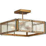 Countervail Metal & Glass Gold Square Semi-Flush Mount-Flush Mounts-Currey & Co-LOOMLAN