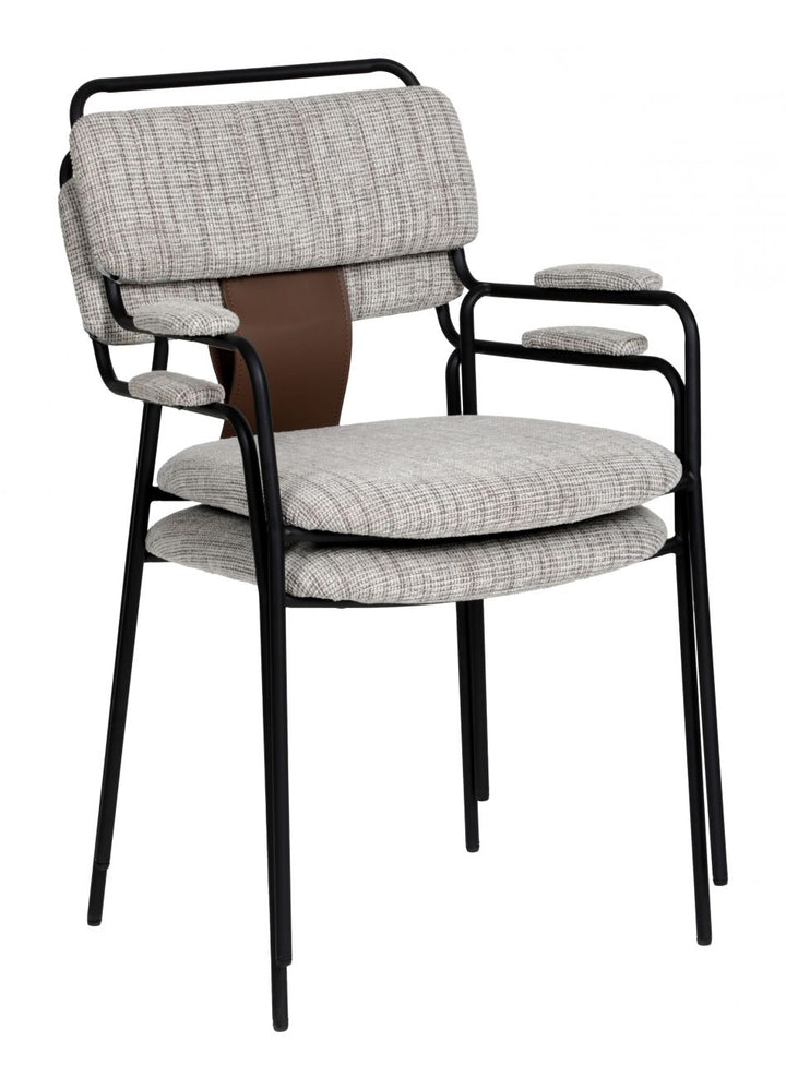 Coduav Grey Chenille Fabric Dining Chairs Set of 2 | LOOMLAN