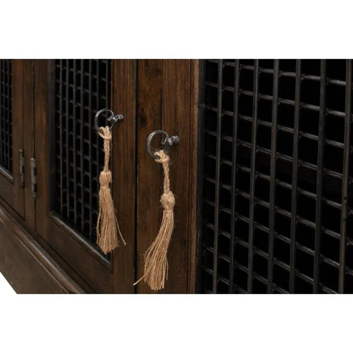 96 Inch Rustic Wood Sideboard with 6 Doors | LOOMLAN