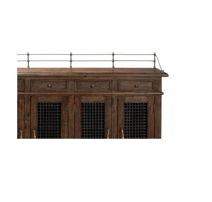 96 Inch Rustic Wood Sideboard with 6 Doors | LOOMLAN