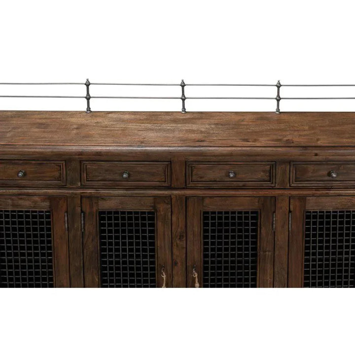 96 Inch Rustic Wood Sideboard with 6 Doors | LOOMLAN