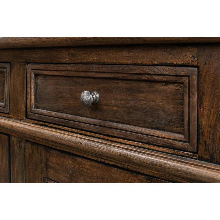 96 Inch Rustic Wood Sideboard with 6 Doors | LOOMLAN