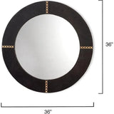 Cowhide Leather Round Cross Stitch Wall Mirror