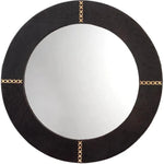 Cowhide Leather Round Cross Stitch Wall Mirror