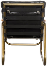 Cowhide Wood and Steel Arm Chair-Accent Chairs-Noir-LOOMLAN