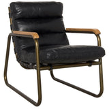 Cowhide Wood and Steel Arm Chair-Accent Chairs-Noir-LOOMLAN