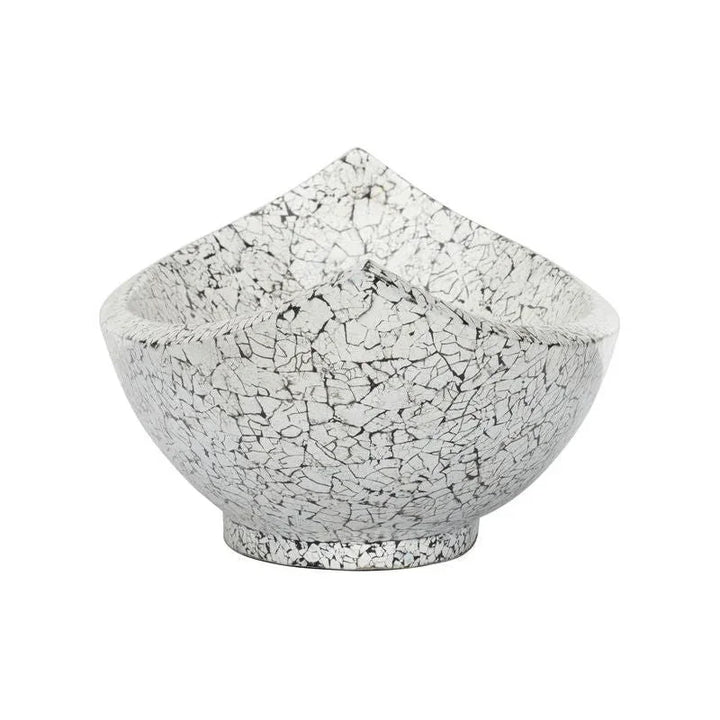 Crackled Hand Laminated White Long Bowl - LOOMLAN - Chelsea House - Boxes & Bowls