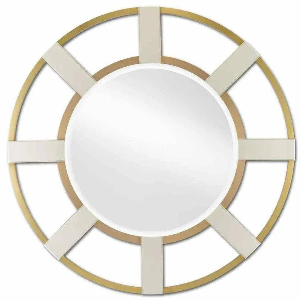 Cream Brushed Brass Camille Round Mirror