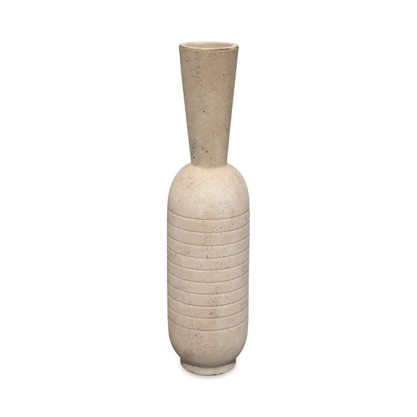 Cream Ceramic Channel Decorative Vase Vases & Jars LOOMLAN By Jamie Young