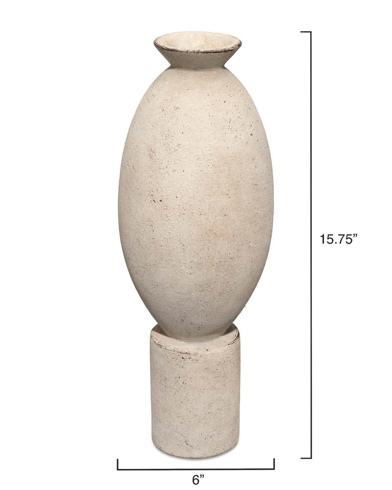 Cream Ceramic Elevated Decorative Vase Vases & Jars LOOMLAN By Jamie Young