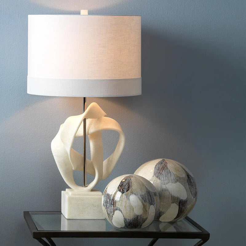 Cream Ceramic Painted Sphere Coastal Decor - Large Statues & Sculptures LOOMLAN By Jamie Young
