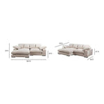 Cream Corduroy Reversible Sectional Chaise