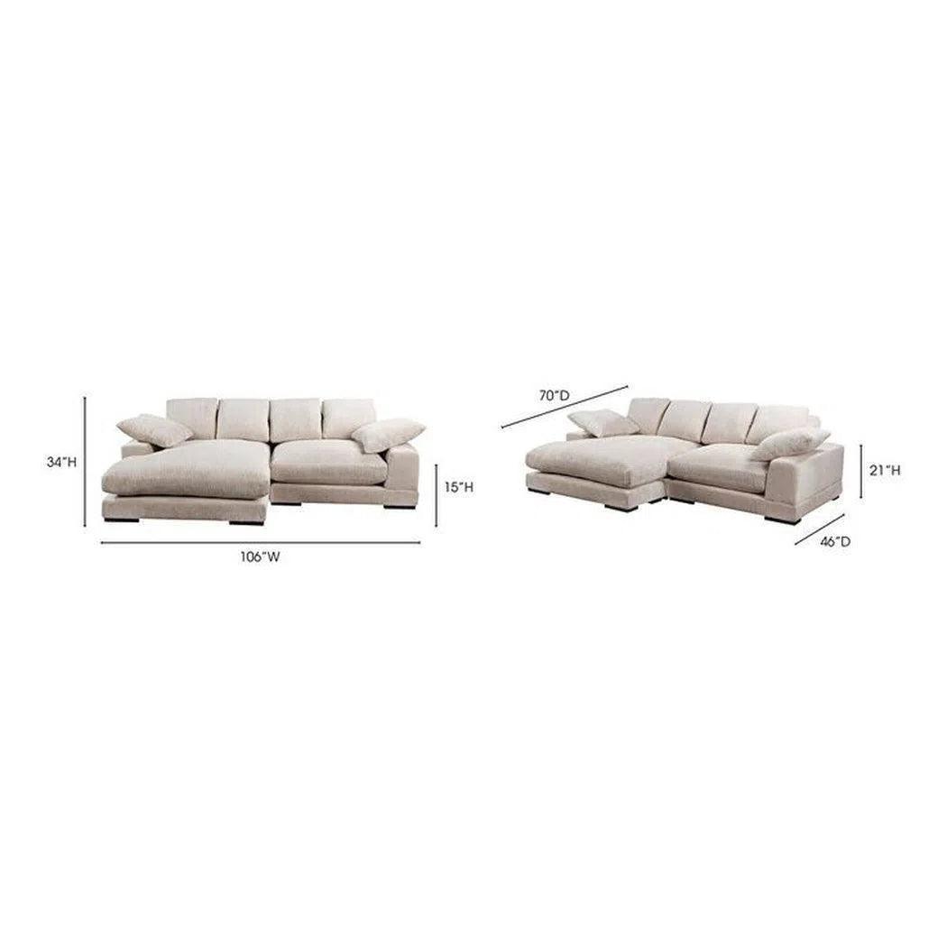 Cream Corduroy Reversible Sectional Chaise