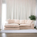 Cream Corduroy Reversible Sectional Chaise