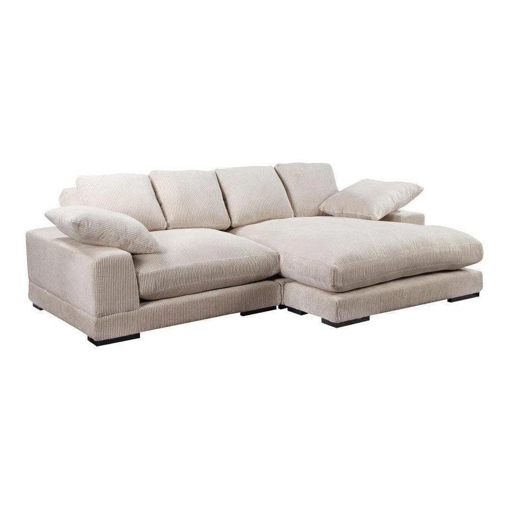 Cream Corduroy Reversible Sectional Chaise