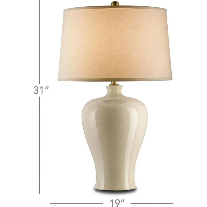 Cream Crackle Blaise Table Lamp - LOOMLAN - Currey & Co - Table Lamps