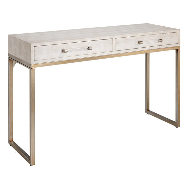 Cream Faux Patterned Leather Iron Kain Console Console Tables LOOMLAN By Jamie Young