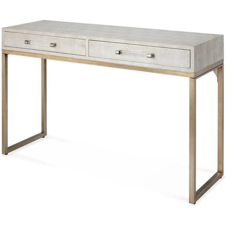 Cream FauxLeather Iron Kain Console - LOOMLAN - Jamie Young - Console Tables