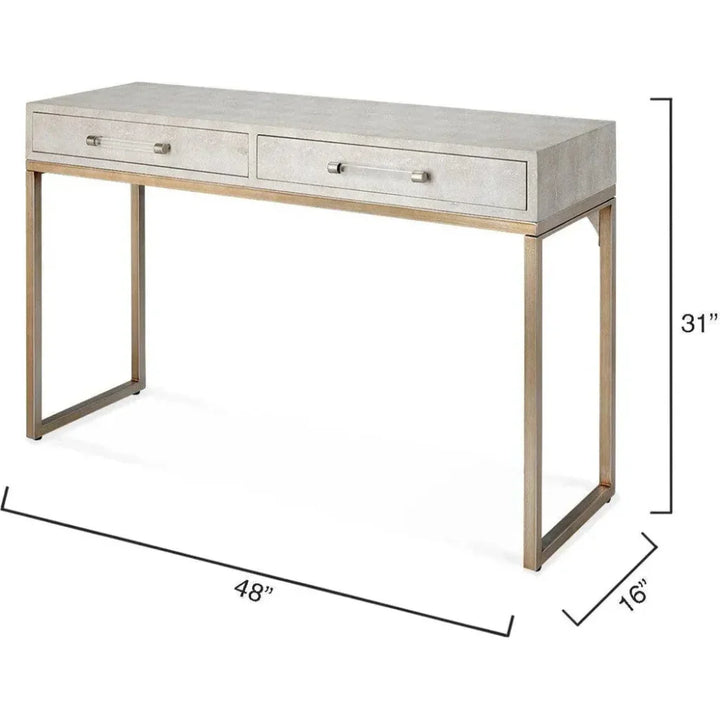 Cream FauxLeather Iron Kain Console - LOOMLAN - Jamie Young - Console Tables