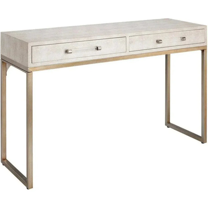 Cream FauxLeather Iron Kain Console - LOOMLAN - Jamie Young - Console Tables