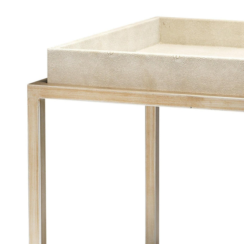 Cream Leather Jax Square Mid Century Modern Side Table Side Tables LOOMLAN By Jamie Young