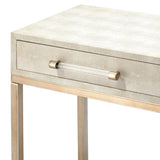 Cream Leather Mid Century Modern Side Table With Drawer Side Tables LOOMLAN By Jamie Young