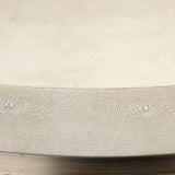 Cream Leather Round Mid Century Side Table With Shelf Side Tables LOOMLAN By Jamie Young