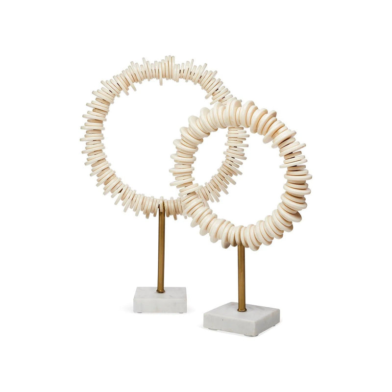 Cream Resin Iron Marble Arena Ring Sculptures (Set of 2) Statues & Sculptures LOOMLAN By Jamie Young