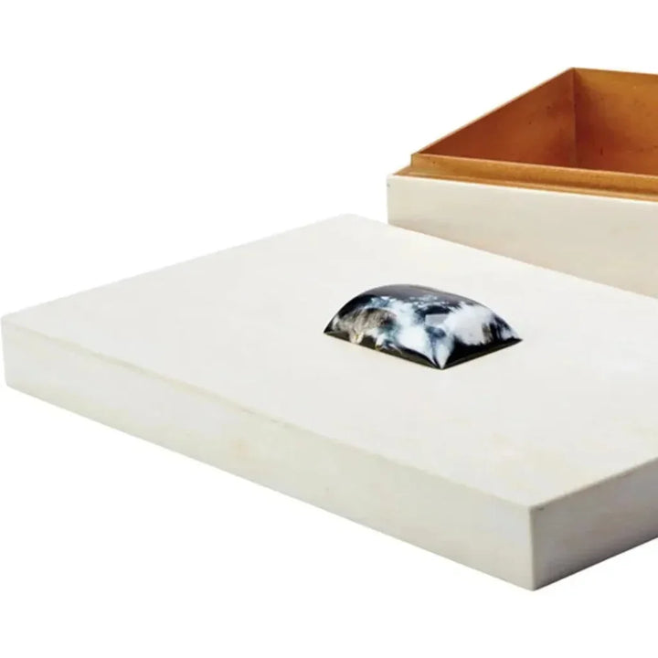 Cream Resin on Horn Constantine Large Rectangle Box - LOOMLAN - Jamie Young - Boxes & Bowls