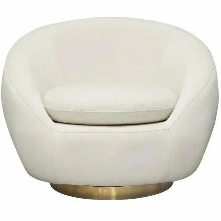 Cream Velvet Swivel Accent Chair Gold Accent Band - LOOMLAN - Diamond Sofa - Club Chairs