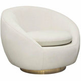 Cream Velvet Swivel Accent Chair Gold Accent Band Club Chairs LOOMLAN By Diamond Sofa